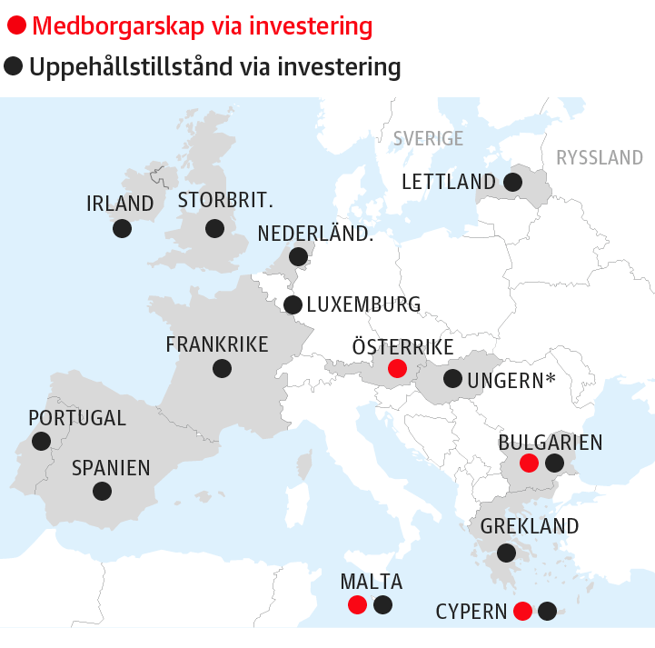 EU countries that sell golden passports