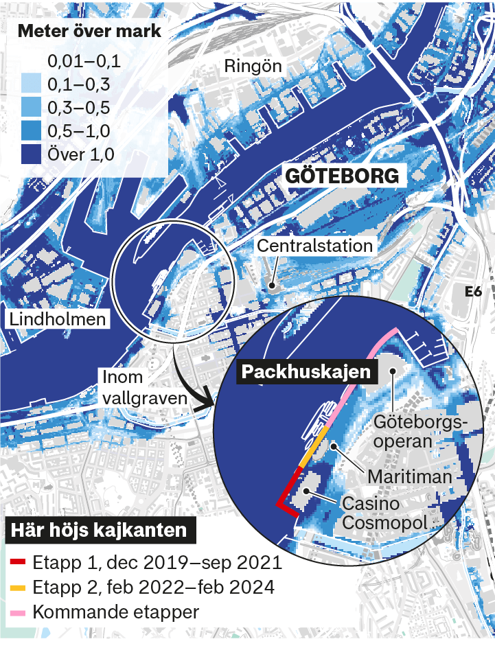 Så kan Göteborg drabbas av extremt skyfall – här höjs kajen