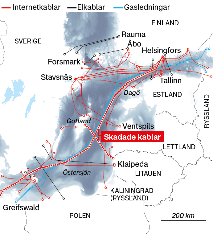 Undervattensledningar i Östersjön